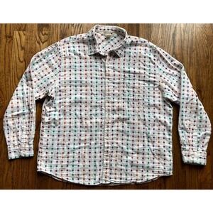 Carbon 2 Cobalt Button Shirt Mens XL Polka Dot Lightweight Long Sleeve Summer